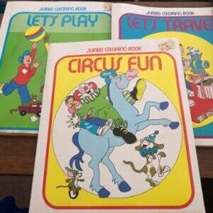Set Of 3 Vintage Coloring Books
